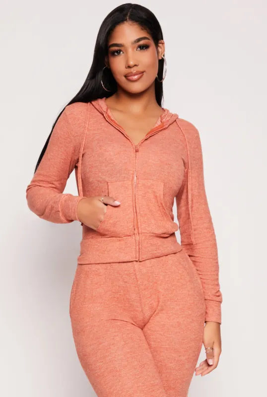Daisy Brushed Knit Zip Front Hoodie sold by Rainbow