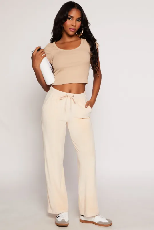 Velour Wide Leg Sweatpants sold by Rainbow