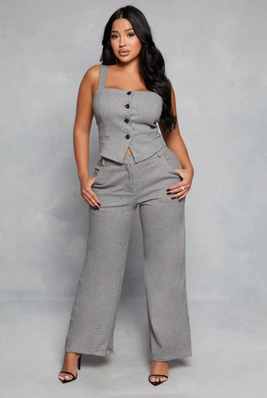Houndstooth Wide Leg Dress Pant sold by Rainbow