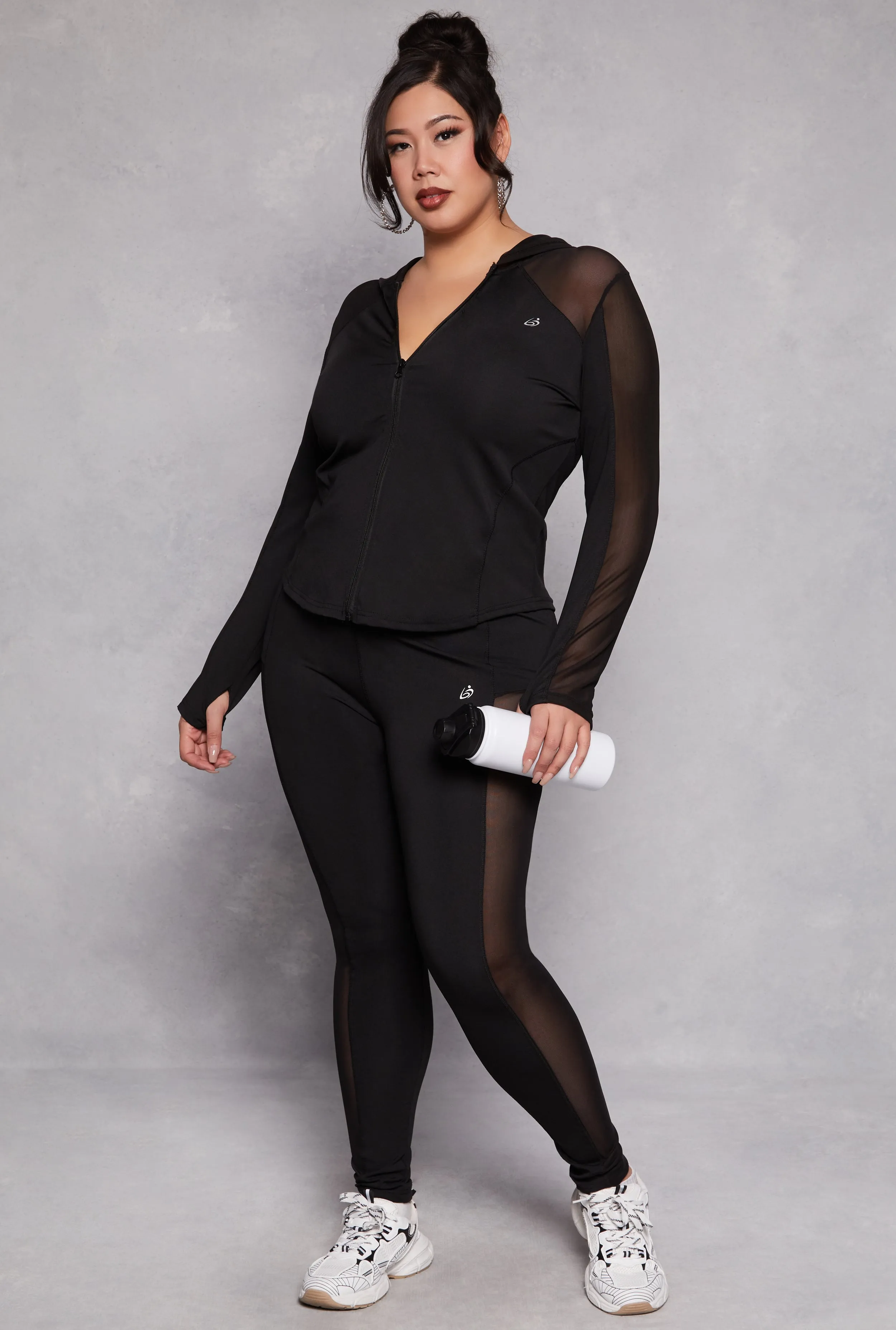 Plus Size Mesh Insert Active Leggings sold by Rainbow