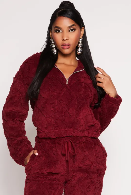 Almost Famous Faux Fur Half Zip Hoodie sold by Rainbow