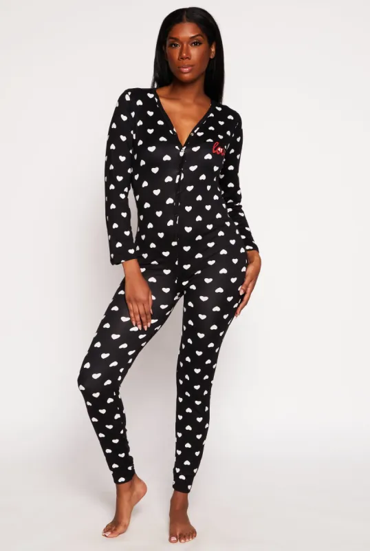 Love Heart Print Pajama Onesie sold by Rainbow