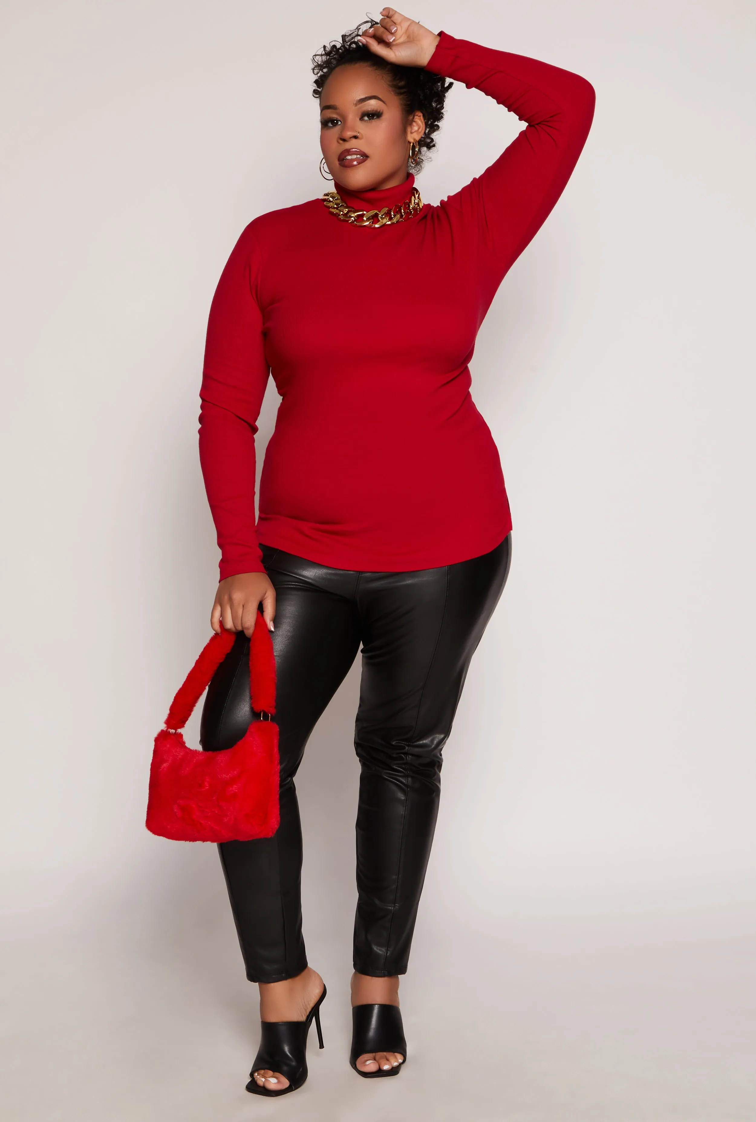 Plus Size Ribbed Knit Long Sleeve Turtleneck Top sold by Rainbow product image thumbnail 2