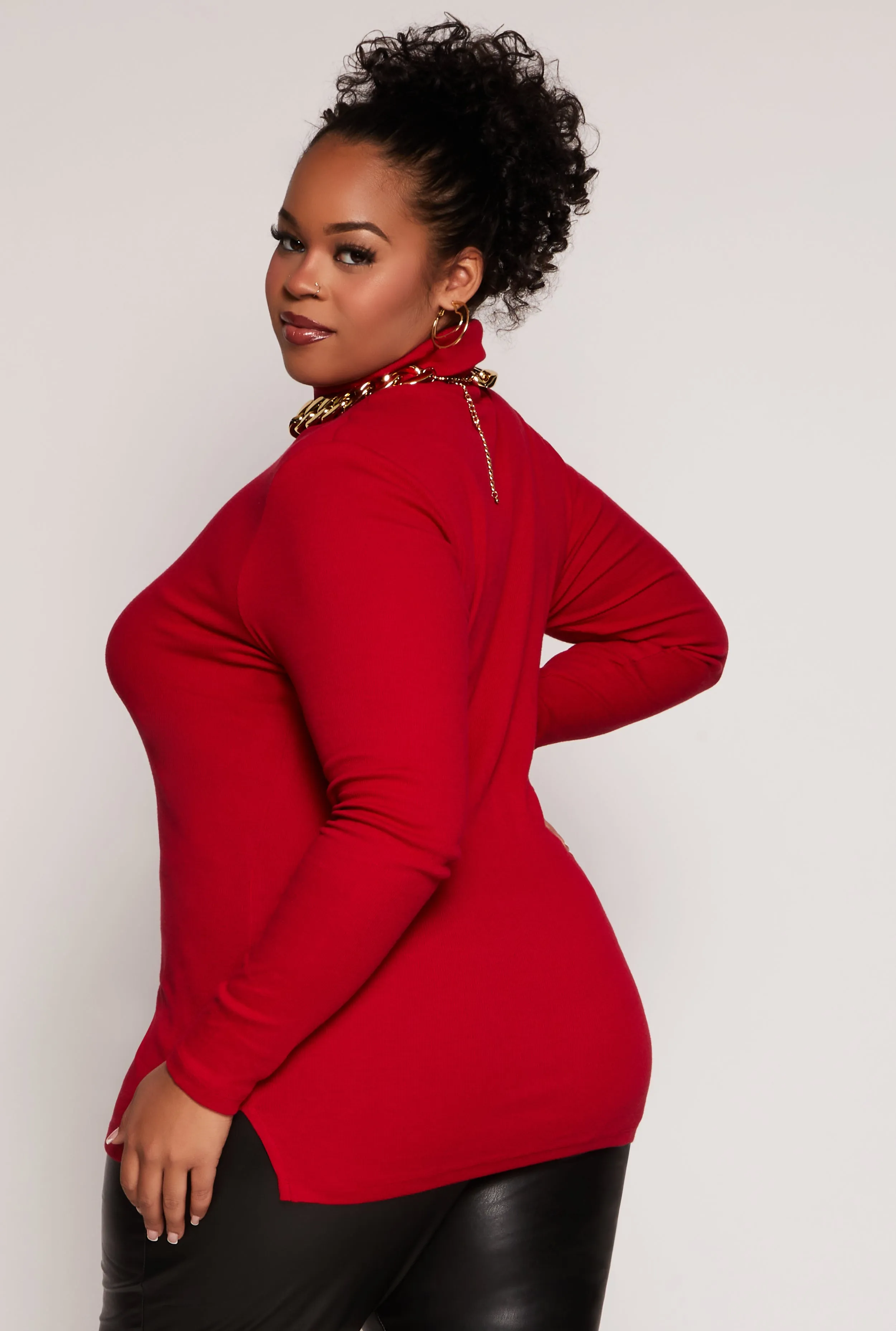 Plus Size Ribbed Knit Long Sleeve Turtleneck Top sold by Rainbow product image thumbnail 3