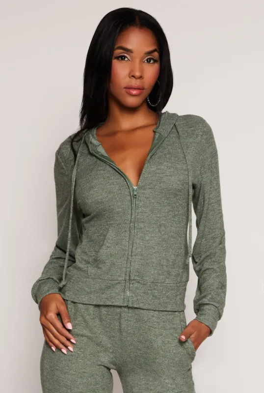 Daisy Brushed Knit Zip Front Hoodie sold by Rainbow