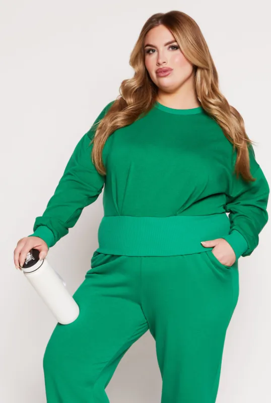 Plus Size Fleece Pullover Sweatshirt sold by Rainbow