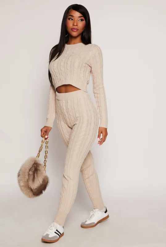 Cable Knit High Waist Joggers sold by Rainbow