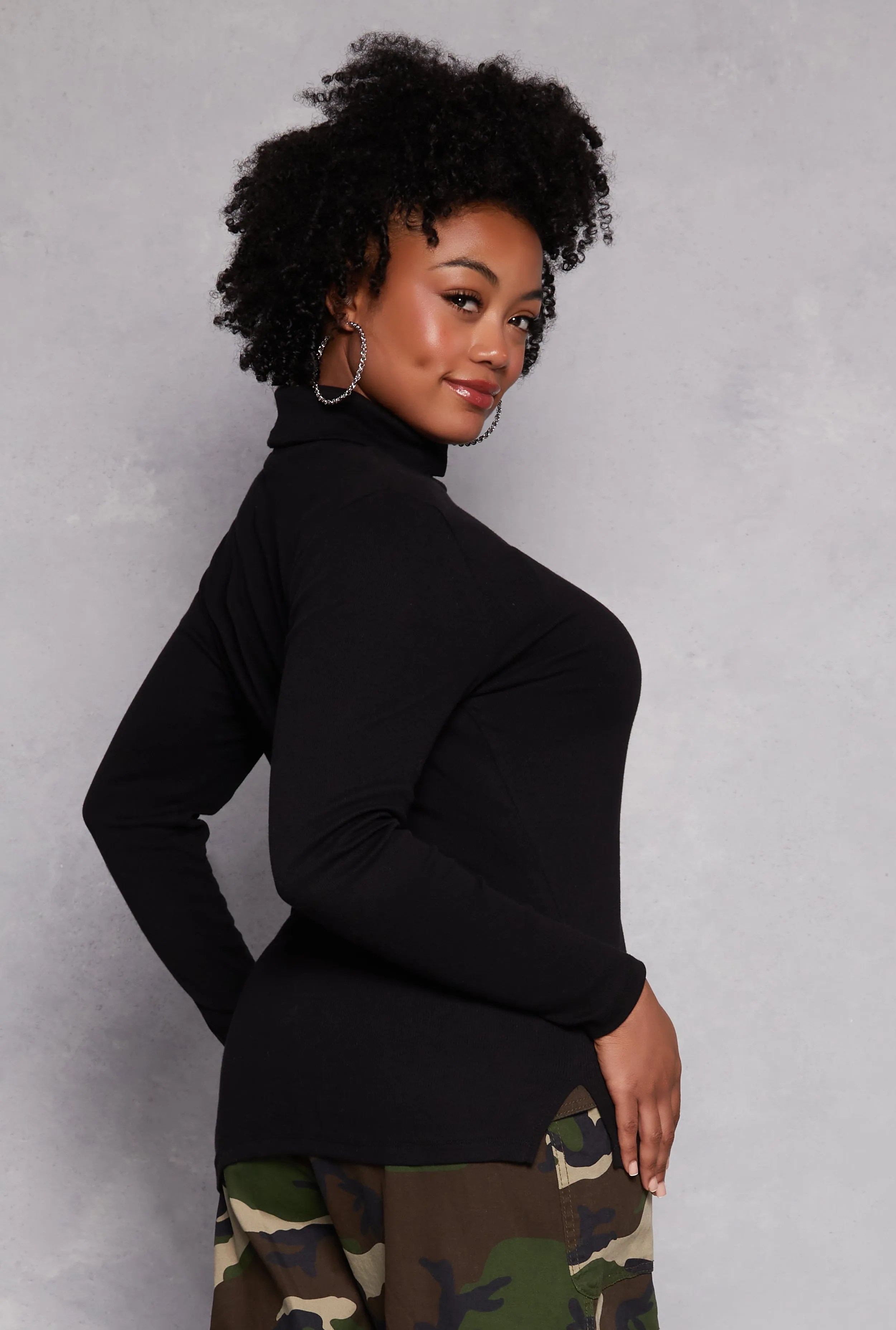 Plus Size Ribbed Knit Long Sleeve Turtleneck Top sold by Rainbow product image thumbnail 3