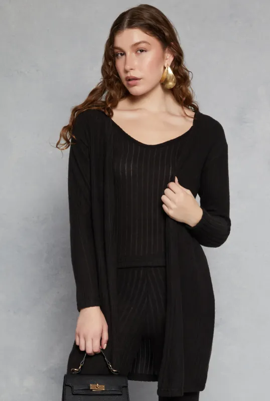 Brushed Ribbed Knit Long Cardigan sold by Rainbow