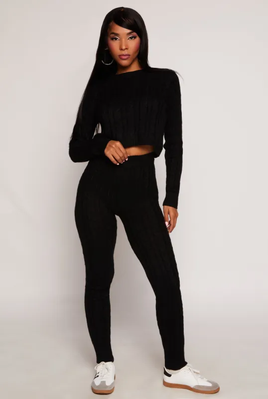 Cable Knit High Waist Joggers sold by Rainbow