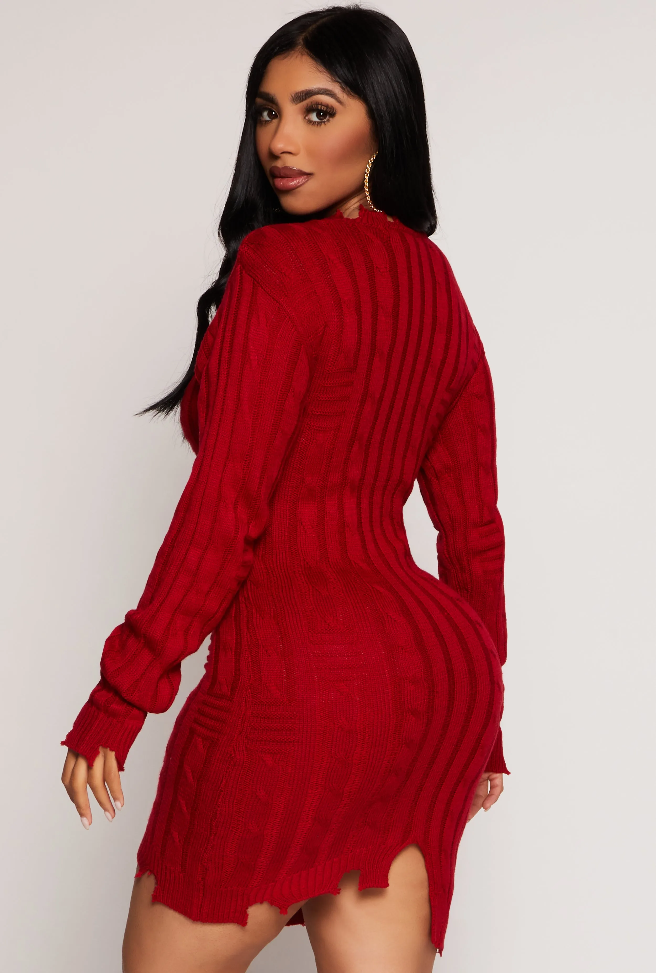 Distressed Hem Mini Sweater Dress sold by Rainbow product image thumbnail 3