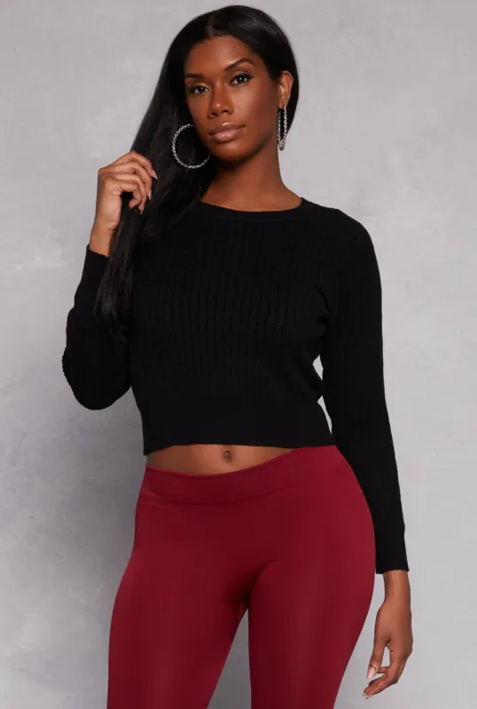 Daisy Cable Knit Cropped Sweater sold by Rainbow