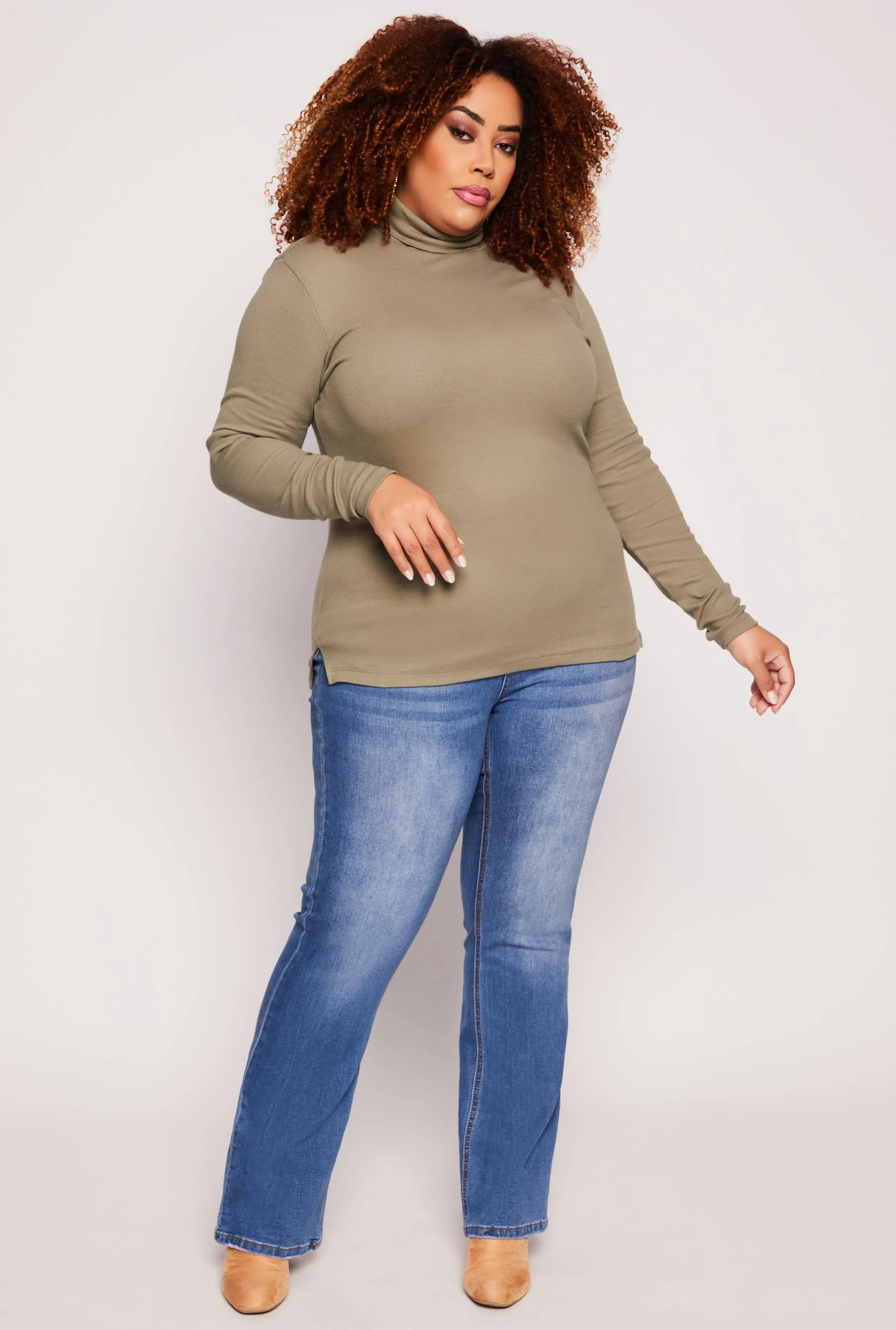 Plus Size Ribbed Knit Long Sleeve Turtleneck Top sold by Rainbow product image thumbnail 2