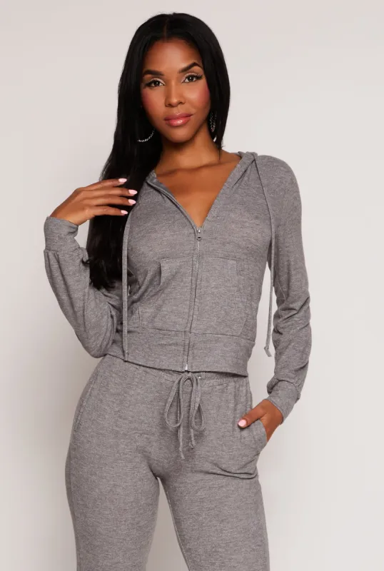 Daisy Brushed Knit Zip Front Hoodie sold by Rainbow