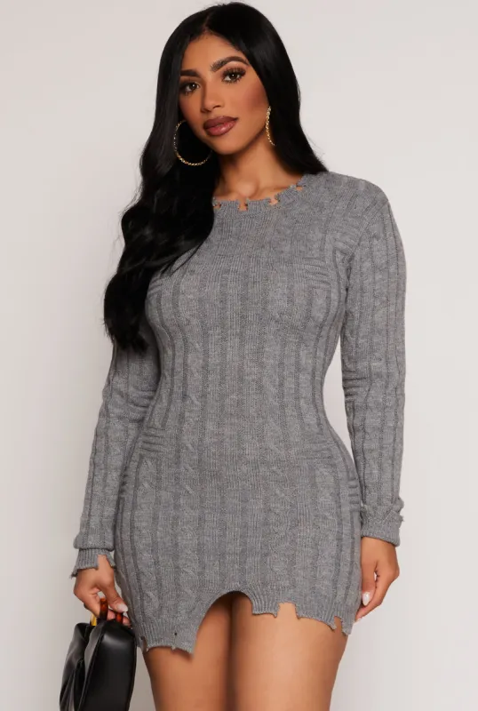 Distressed Hem Mini Sweater Dress sold by Rainbow