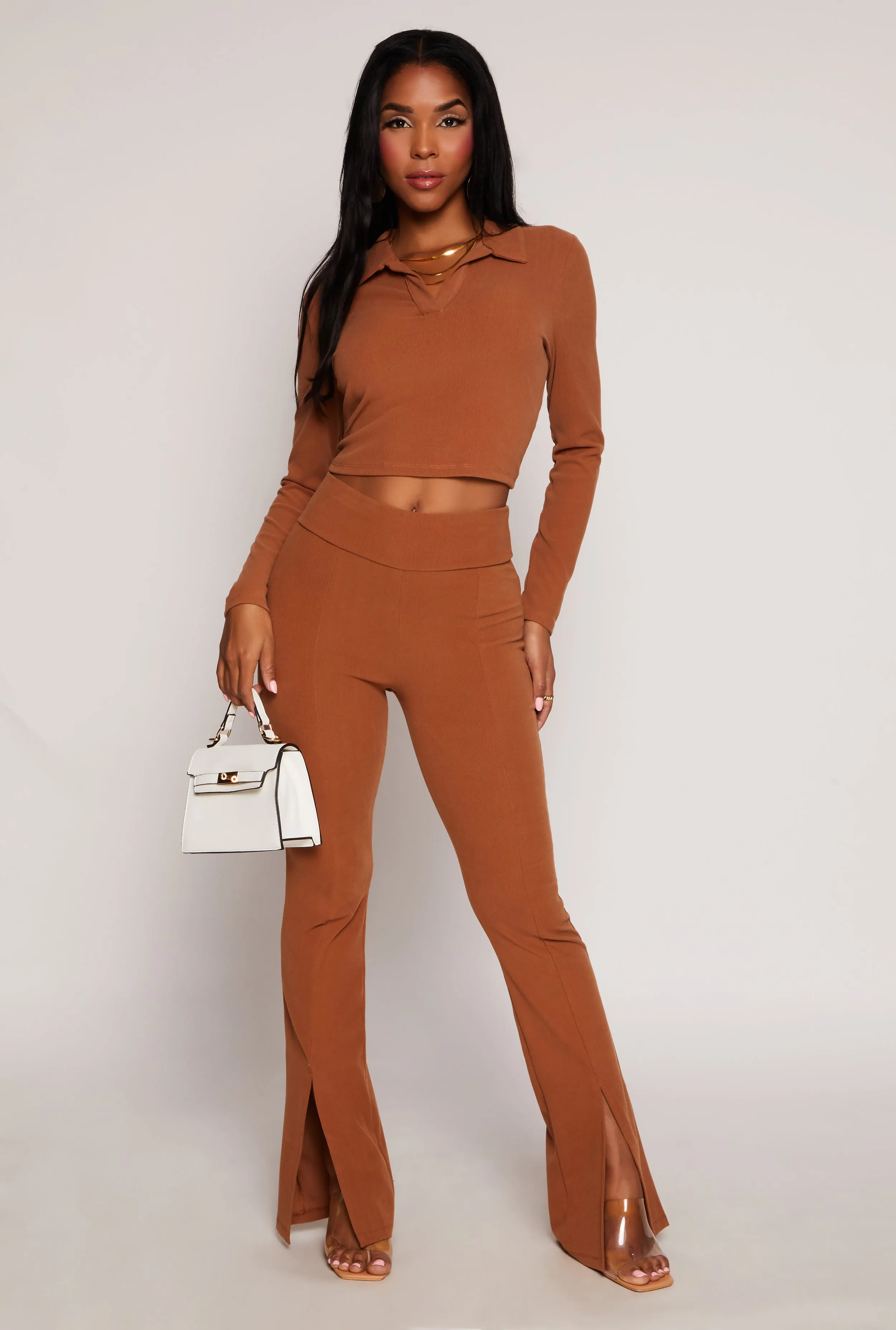 Pintuck Split Hem Pants sold by Rainbow