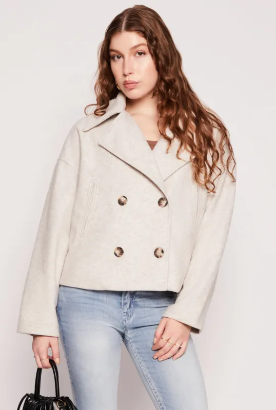 Double Breasted Drop Shoulder Peacoat sold by Rainbow