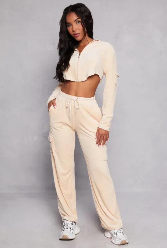 Velour Straight Leg Cargo Sweatpants sold by Rainbow