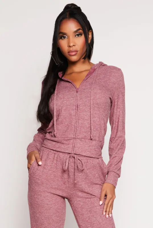 Daisy Brushed Knit Zip Front Hoodie sold by Rainbow