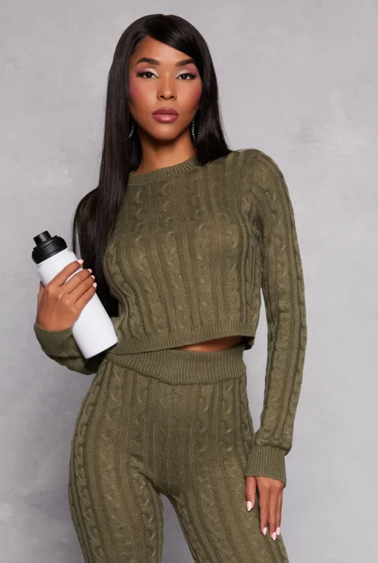 Cable Knit Cropped Sweater sold by Rainbow