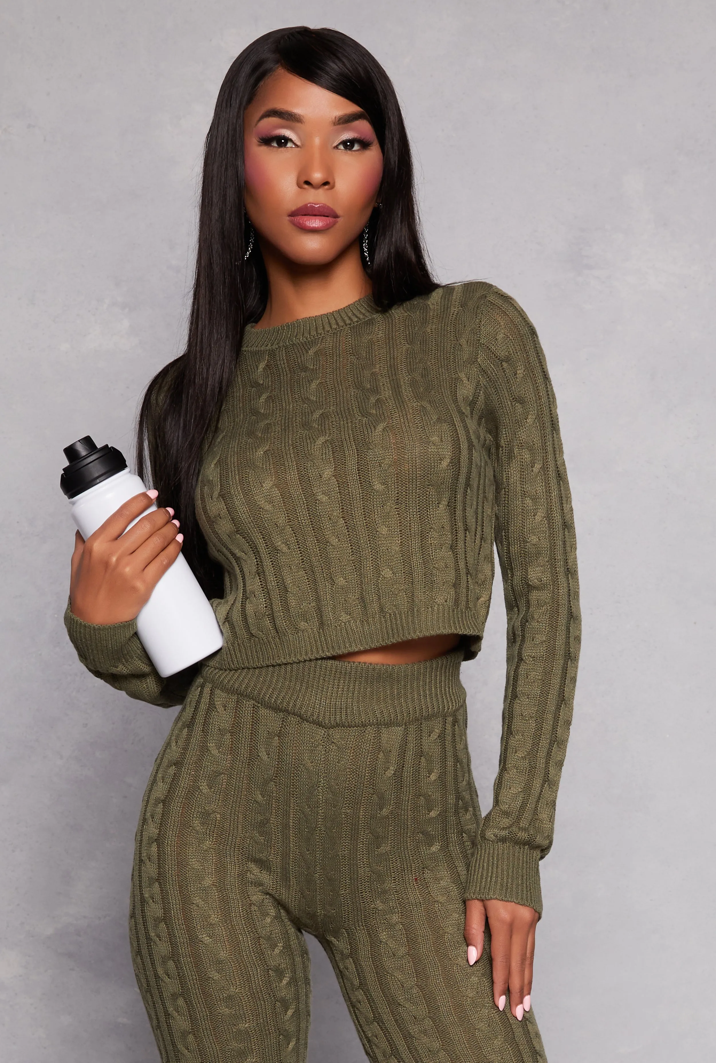 Cable Knit Cropped Sweater sold by Rainbow