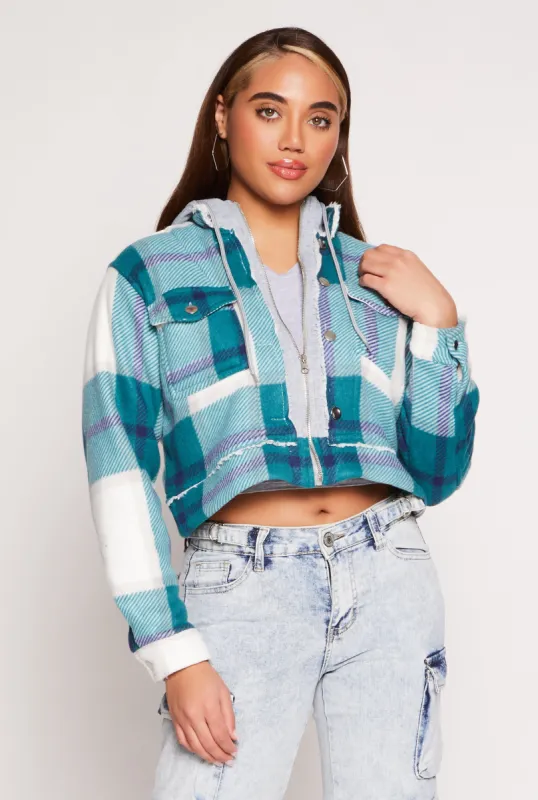 Plaid Sherpa Lined Hooded Jacket sold by Rainbow