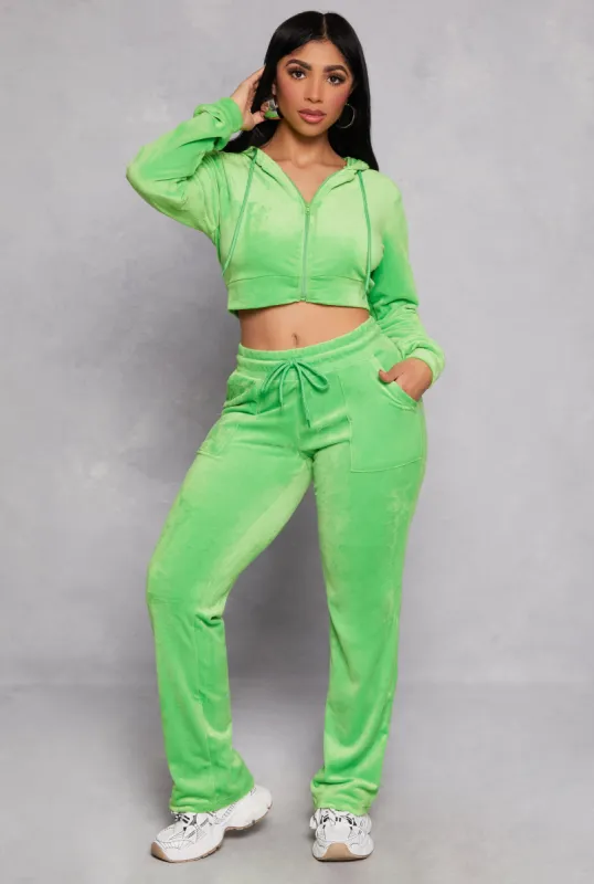 Velour Straight Leg High Waist Sweatpants sold by Rainbow