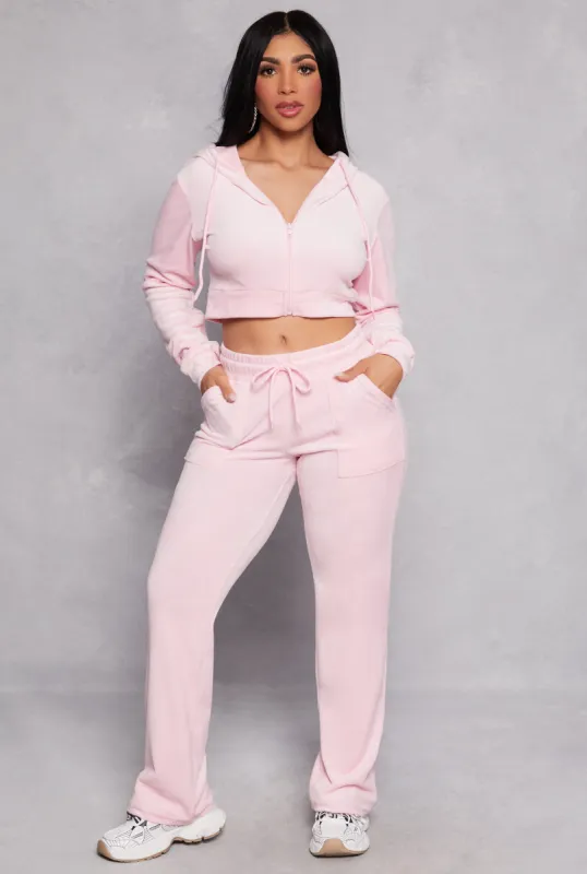 Velour Straight Leg High Waist Sweatpants sold by Rainbow