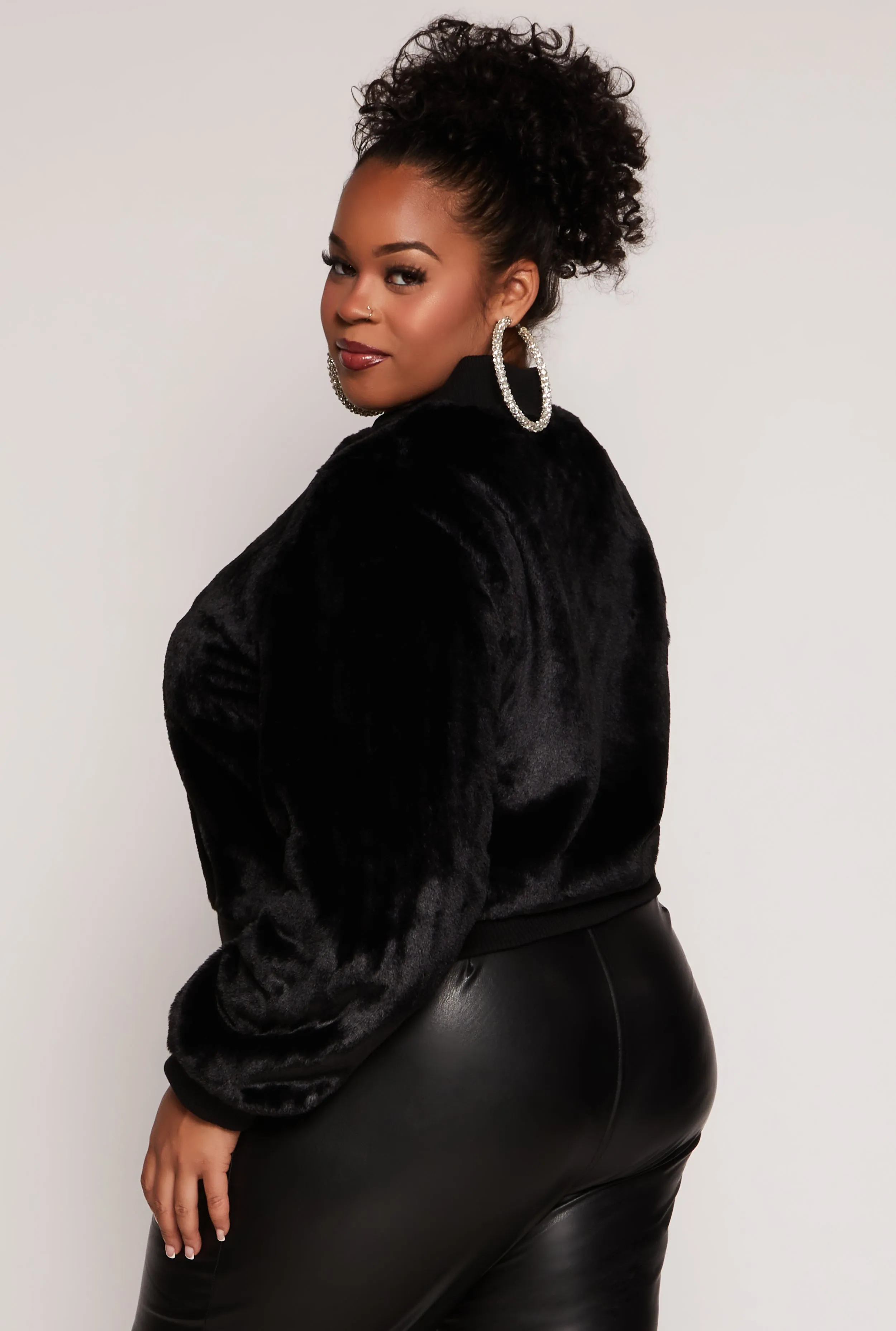 Plus Size Faux Fur Bomber Jacket sold by Rainbow product image thumbnail 3