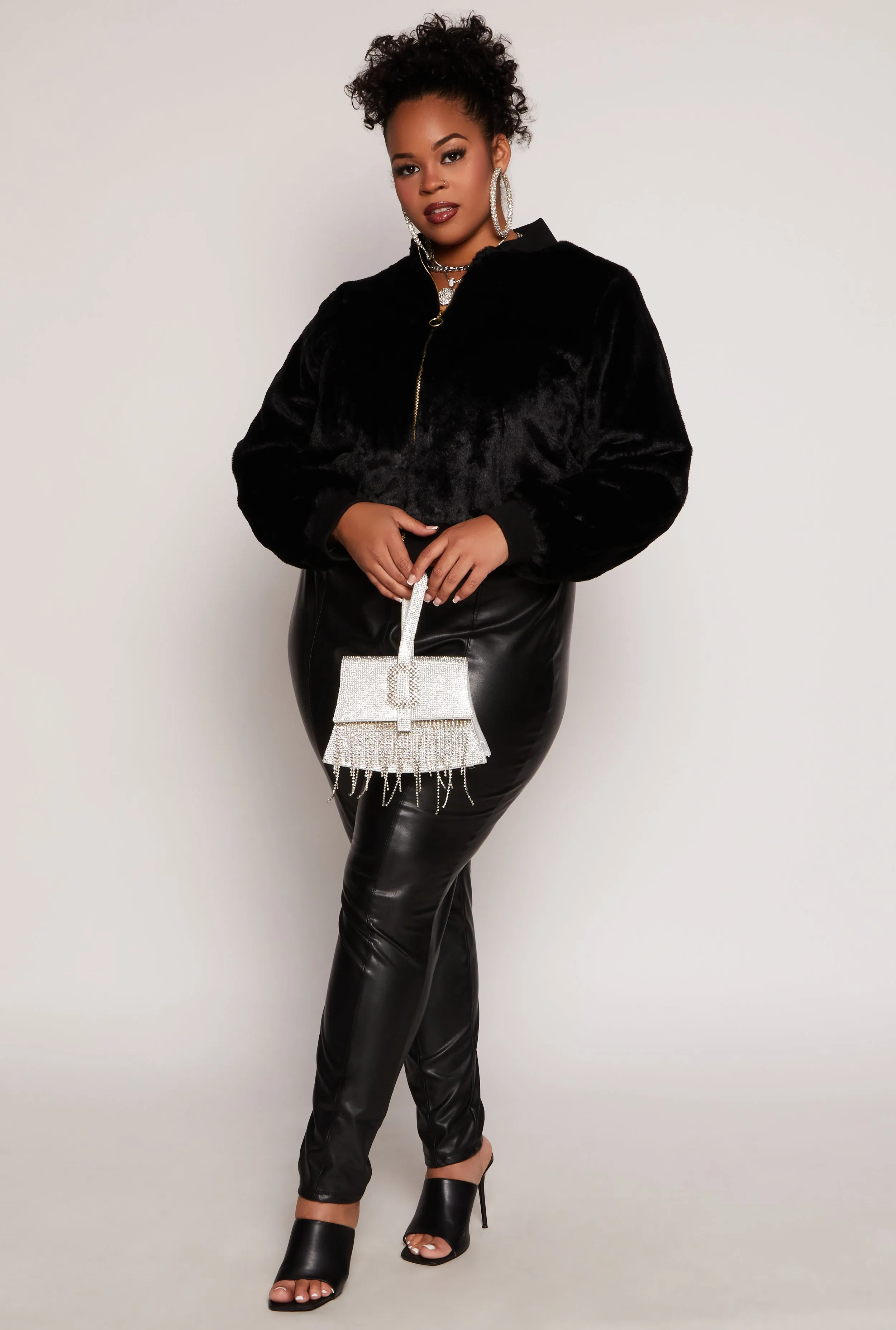 Plus Size Faux Fur Bomber Jacket sold by Rainbow product image thumbnail 2