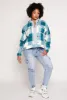 Plus Size Plaid Hooded Zip Front Jacket sold by Rainbow