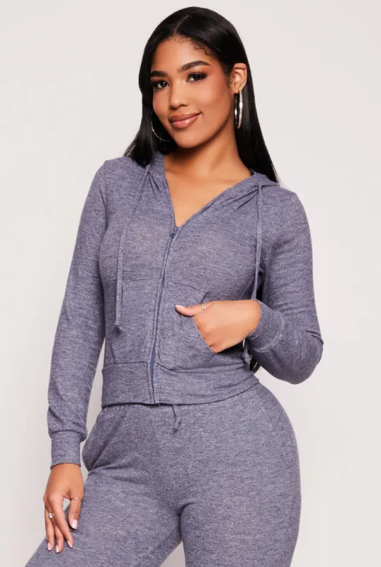 Daisy Brushed Knit Zip Front Hoodie sold by Rainbow