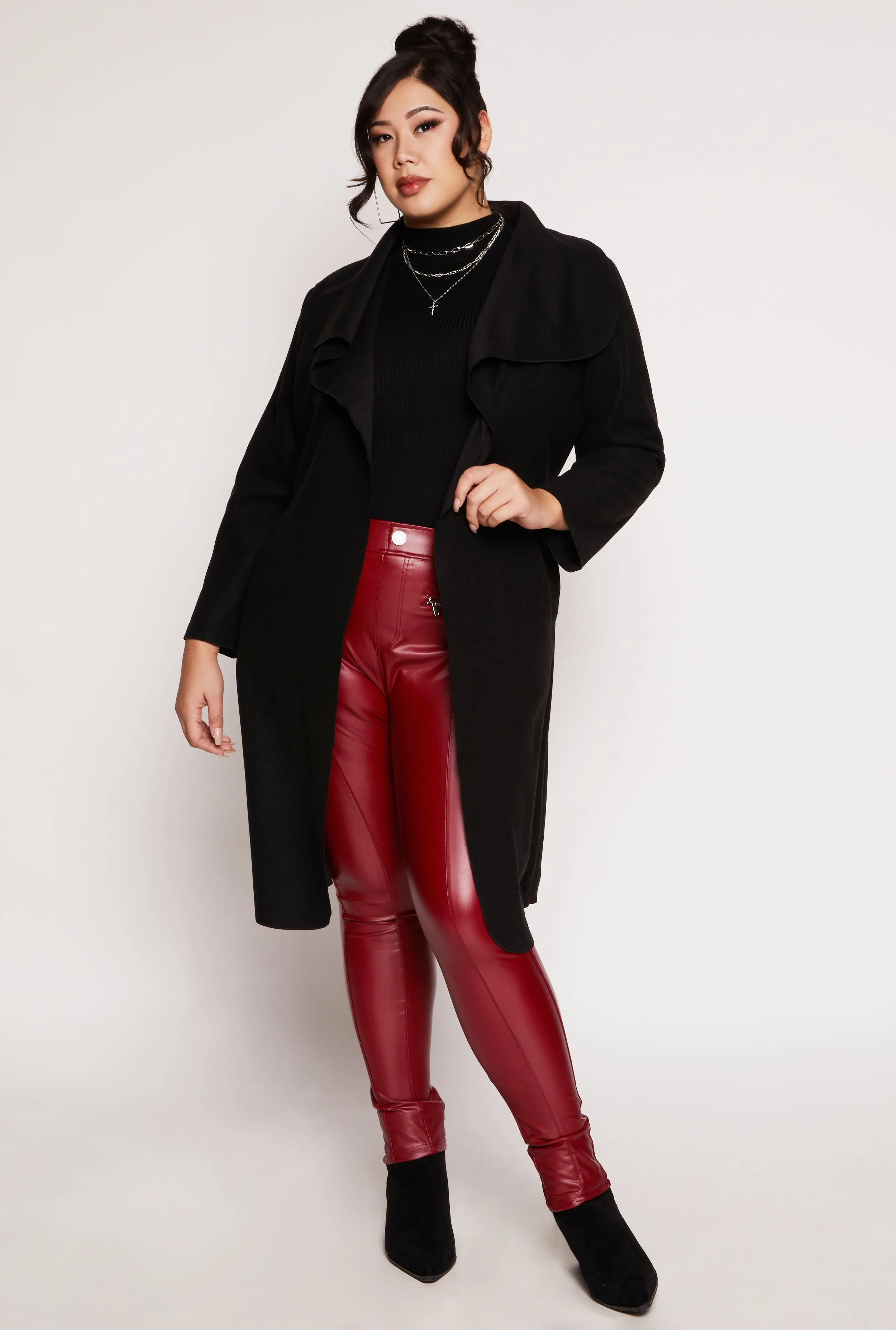 Plus Size Waterfall Collar Wrap Coat sold by Rainbow