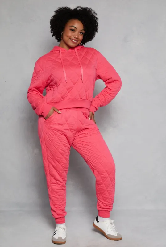 Plus Size Quilted Toggle Drawstring Joggers sold by Rainbow