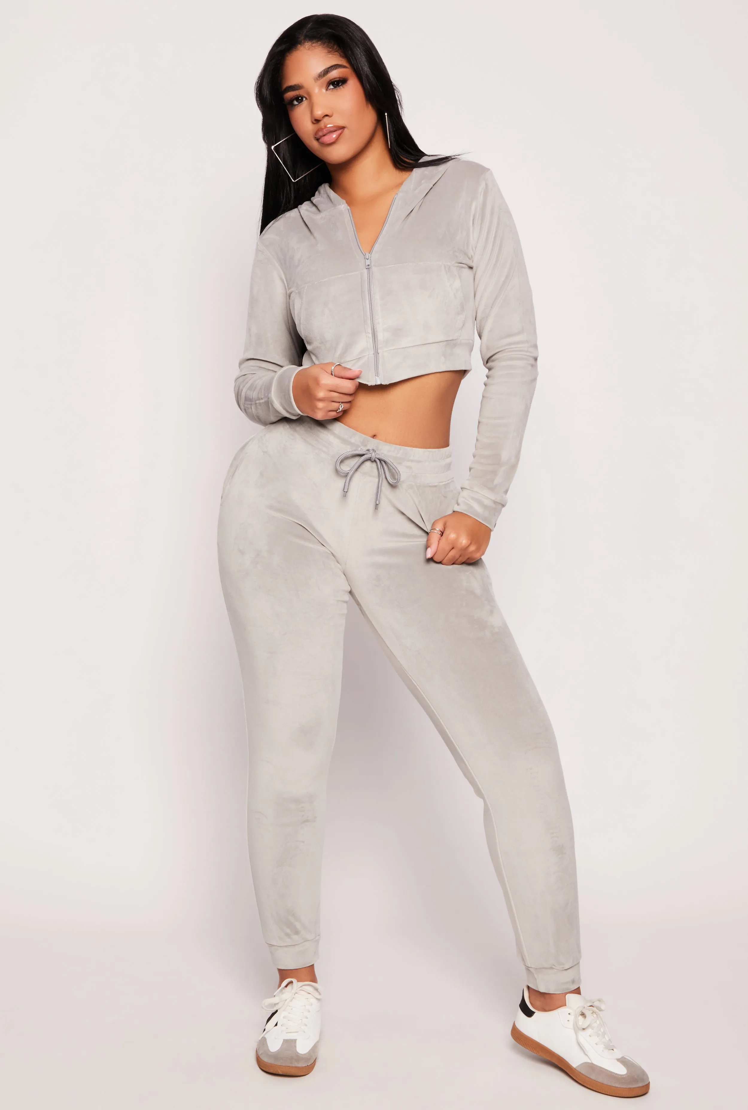 Velour Zip Front Cropped Hoodie sold by Rainbow product image thumbnail 2