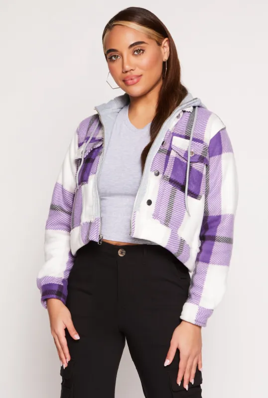 Plaid Sherpa Lined Hooded Jacket sold by Rainbow