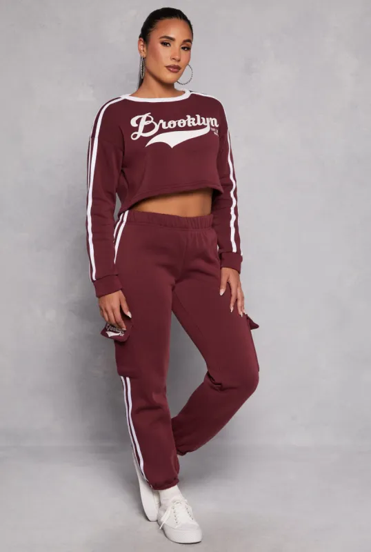 Brooklyn Varsity Stripe Cargo Sweatpants sold by Rainbow