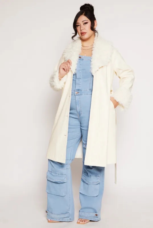 Plus Size Spoon Jeans Faux Leather Trench Coat sold by Rainbow
