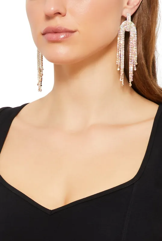 Rhinestone Fringe Chandelier Earrings sold by Rainbow