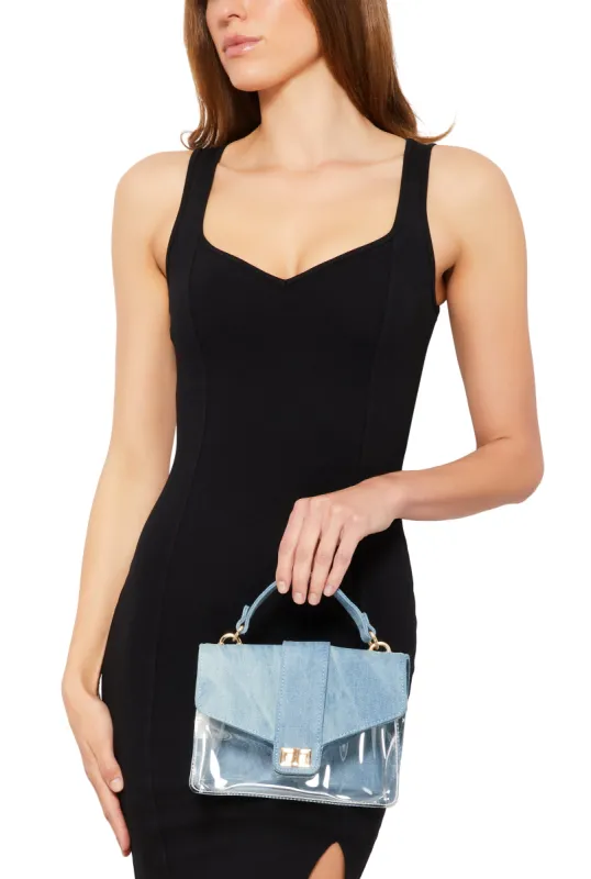 Clear Denim Convertible Crossbody Bag sold by Rainbow