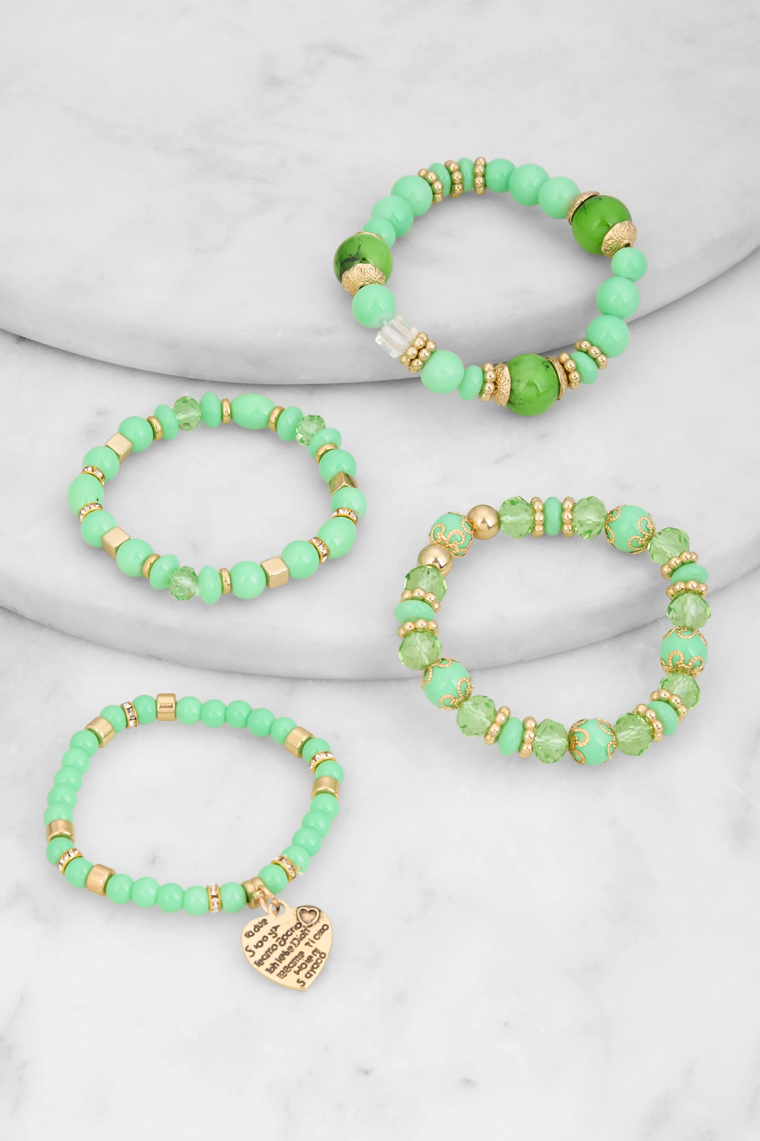 Heart Charm Beaded Stretch Bracelets Set of 4 sold by Rainbow product image thumbnail 2
