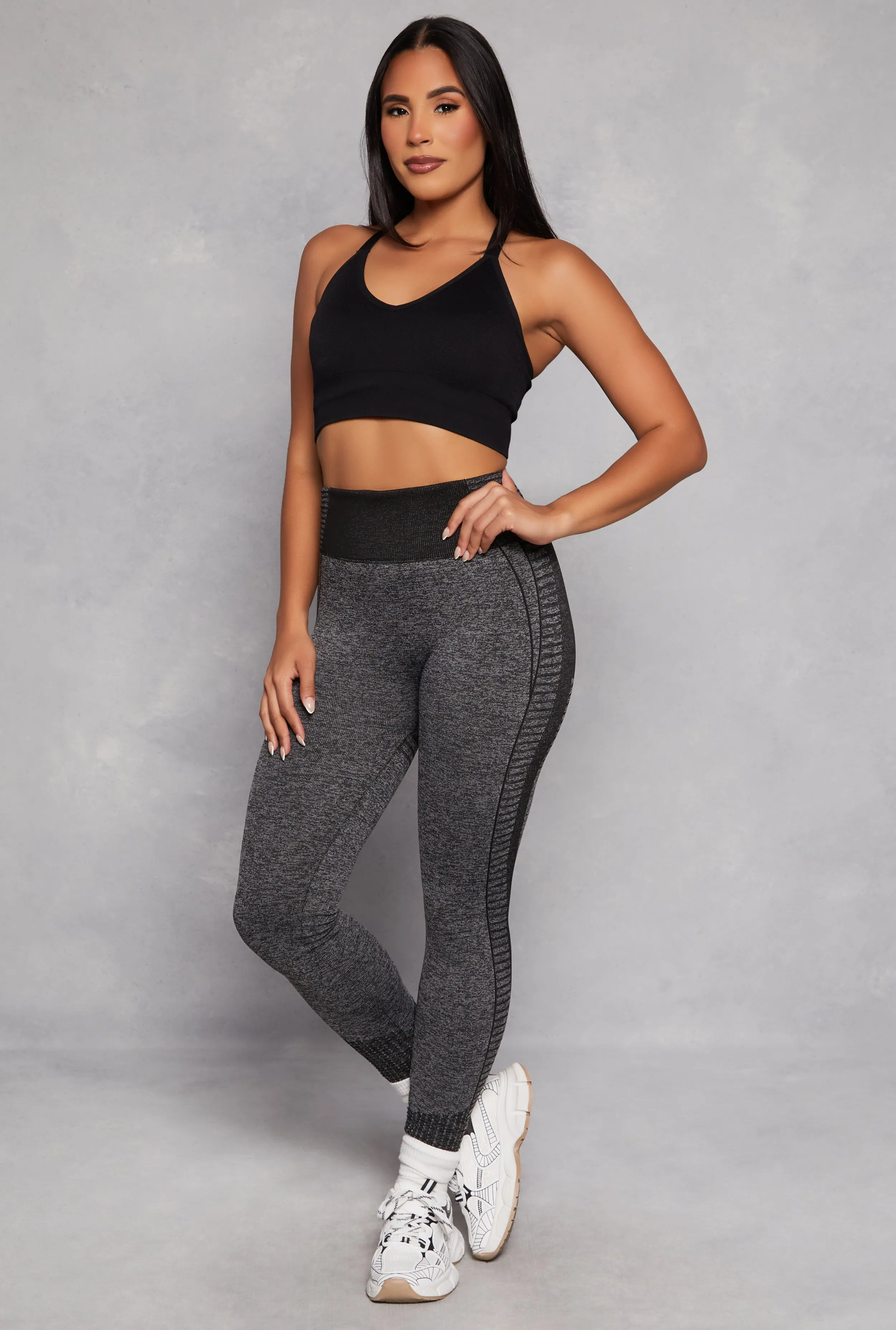 Marled Laser Cut Detail Leggings sold by Rainbow