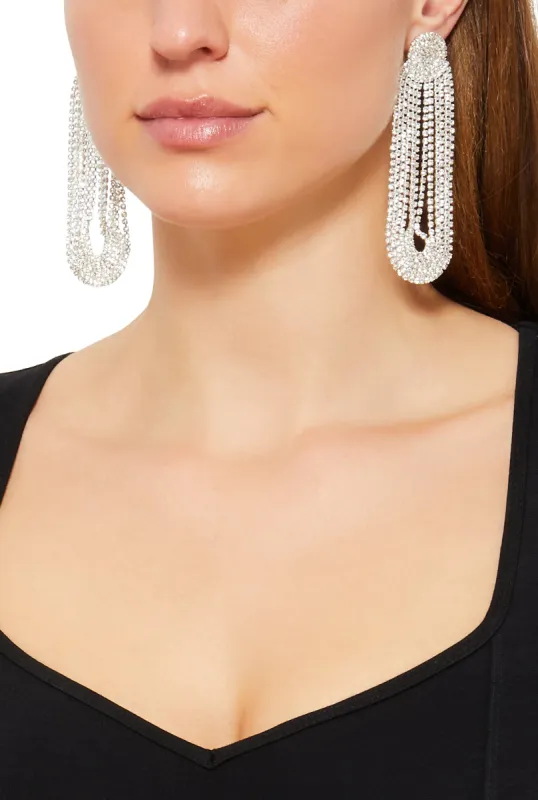 Rhinestone Fringe Dangle Drop Earrings sold by Rainbow