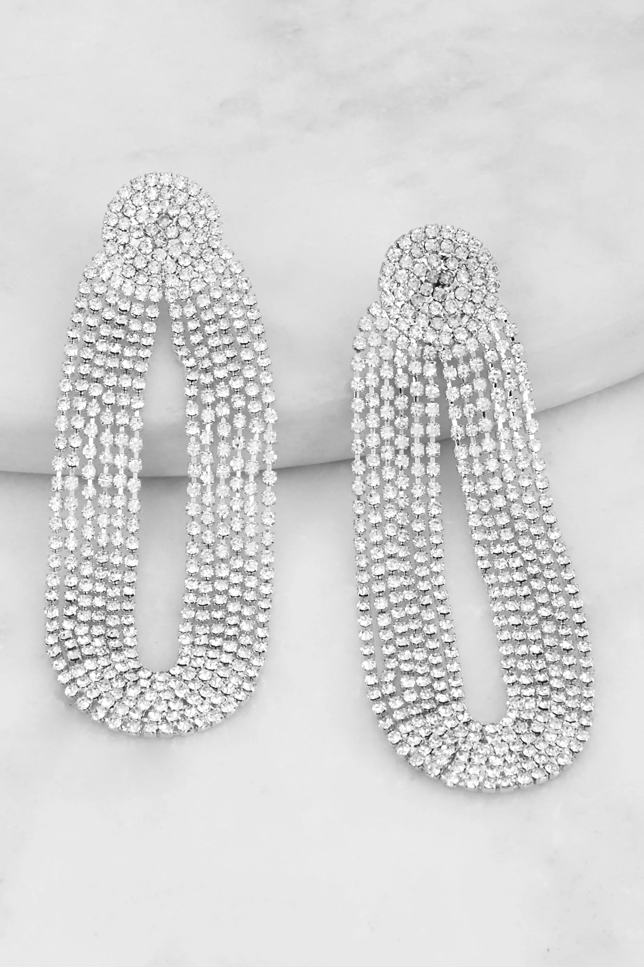 Rhinestone Fringe Dangle Drop Earrings sold by Rainbow product image thumbnail 2