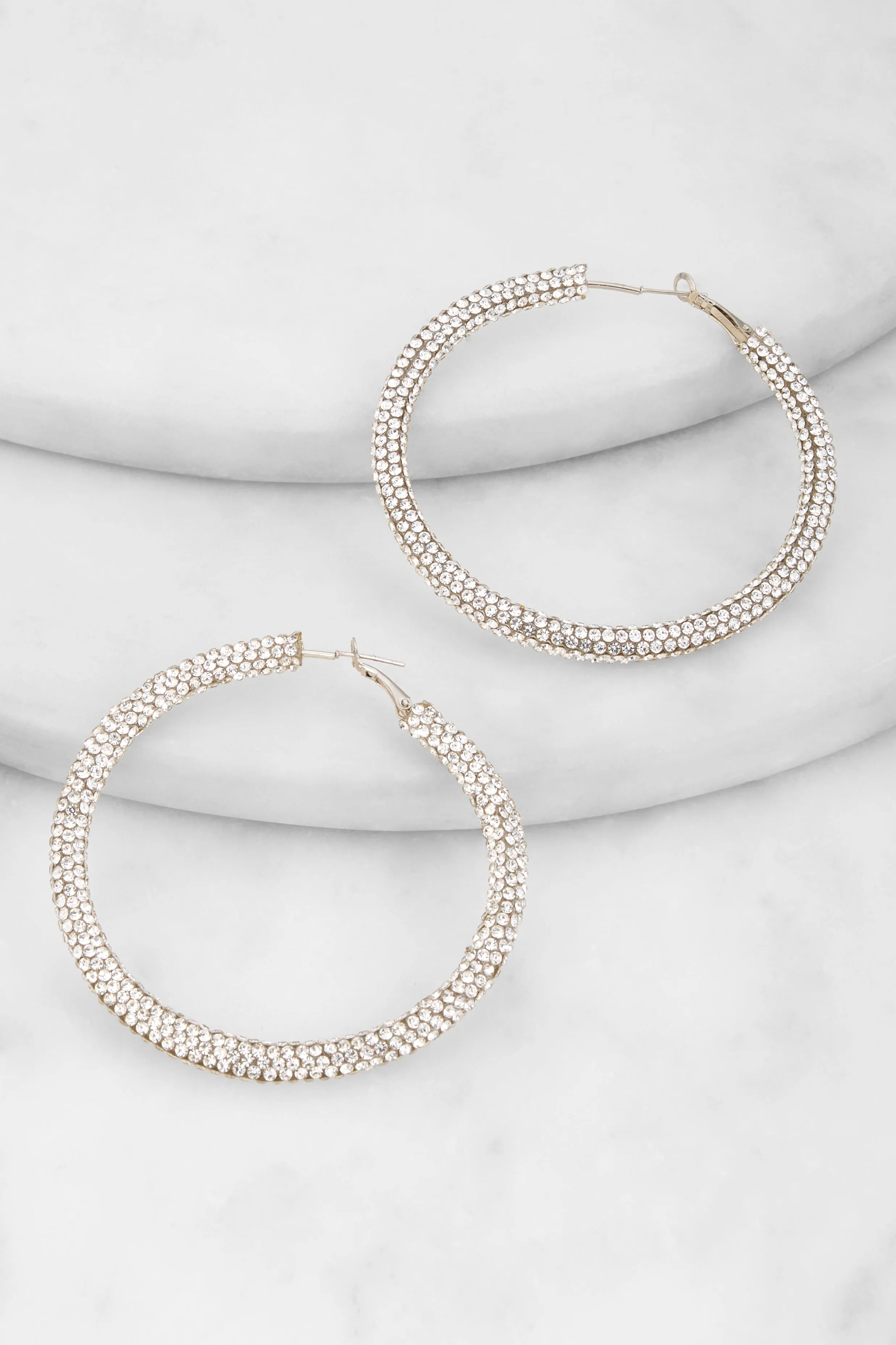 Metallic Rhinestone Hoop Earrings sold by Rainbow product image thumbnail 2