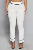 Ribbed Knit Contrast Trim Straight Leg Pants sold by Rainbow