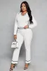 Ribbed Knit Contrast Trim Straight Leg Pants sold by Rainbow