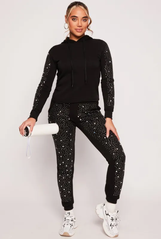 Rhinestone Drawstring Joggers sold by Rainbow