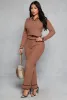 Ribbed Knit Contrast Trim Straight Leg Pants sold by Rainbow