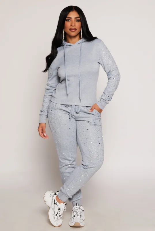 Rhinestone Drawstring Joggers sold by Rainbow